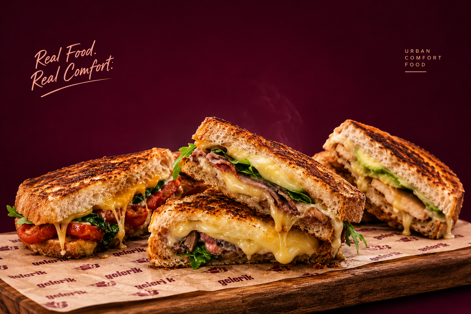 Melts premium Gelerik en tabla de madera — Urban Comfort Food Madrid