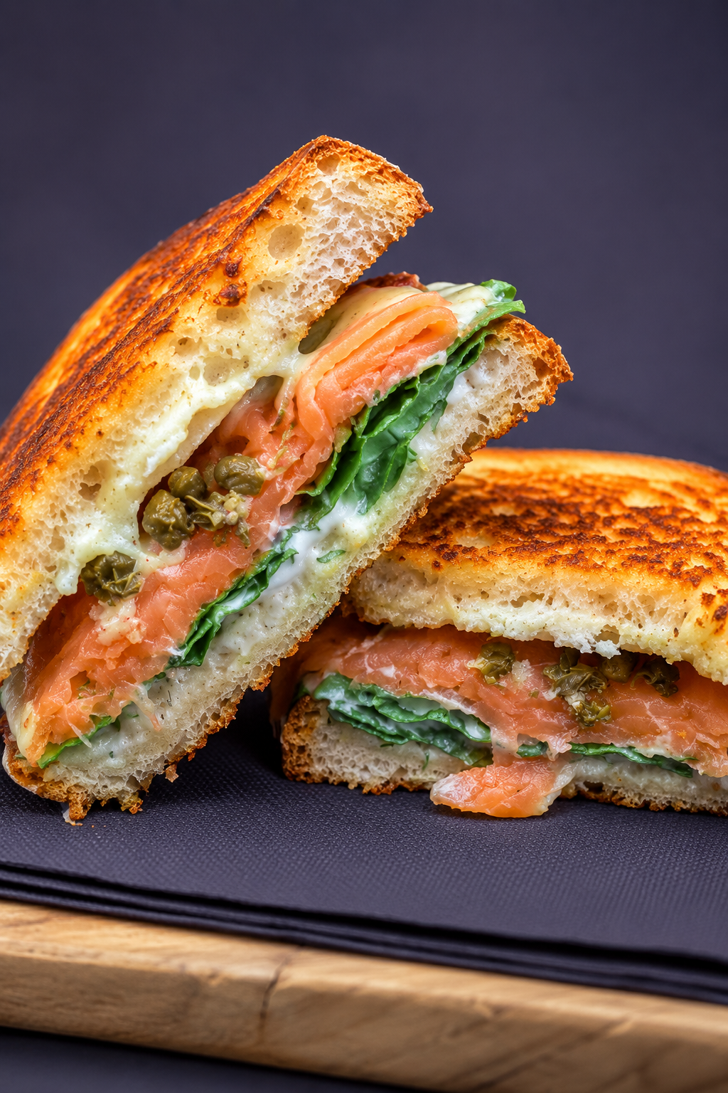 Melt tostado de salmón ahumado con queso y alcaparras — Gelerik